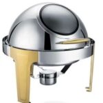 Bouchon à enrouleur rond 6,5L or et argent pour buffet chauffant