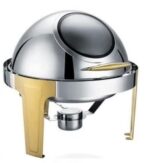 Bouchon à enrouleur rond 6,5L or et argent pour buffet chauffant
