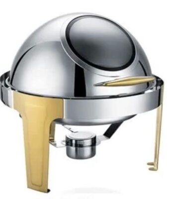 Bouchon à enrouleur rond 6,5L or et argent pour buffet chauffant