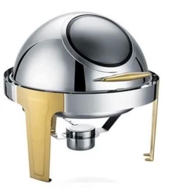 Bouchon à enrouleur rond 6,5L or et argent pour buffet chauffant