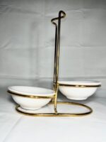 Ensemble cuillère et passoire dorée céramique vue complète